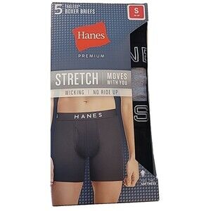 Men's Boxer Briefs S 28-30 Hanes Premium 5 Pk Stretch Spandex Cotton Blend